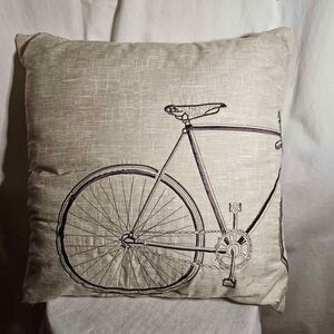Bicycle Theme Throw Pillow Stitched Pattern Unique 17" Square